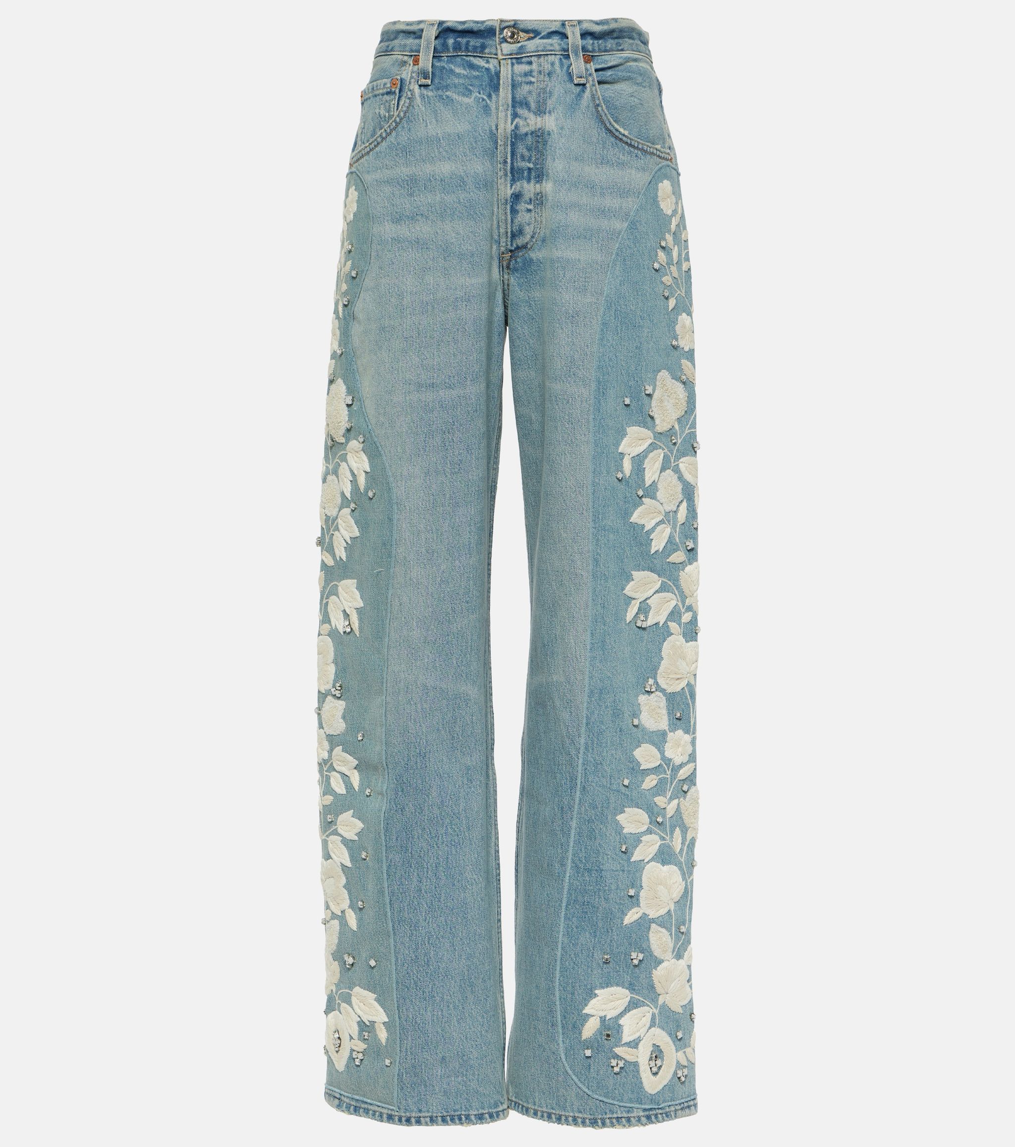Jean avec broderie de fleurs de Citizens of Humanity (770 euros).
