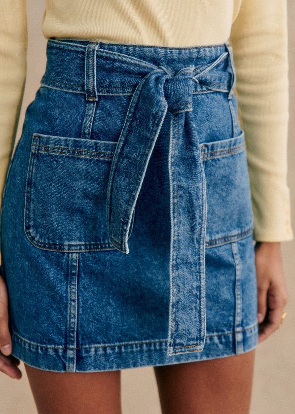 Mini-jupe en jean taille haute S