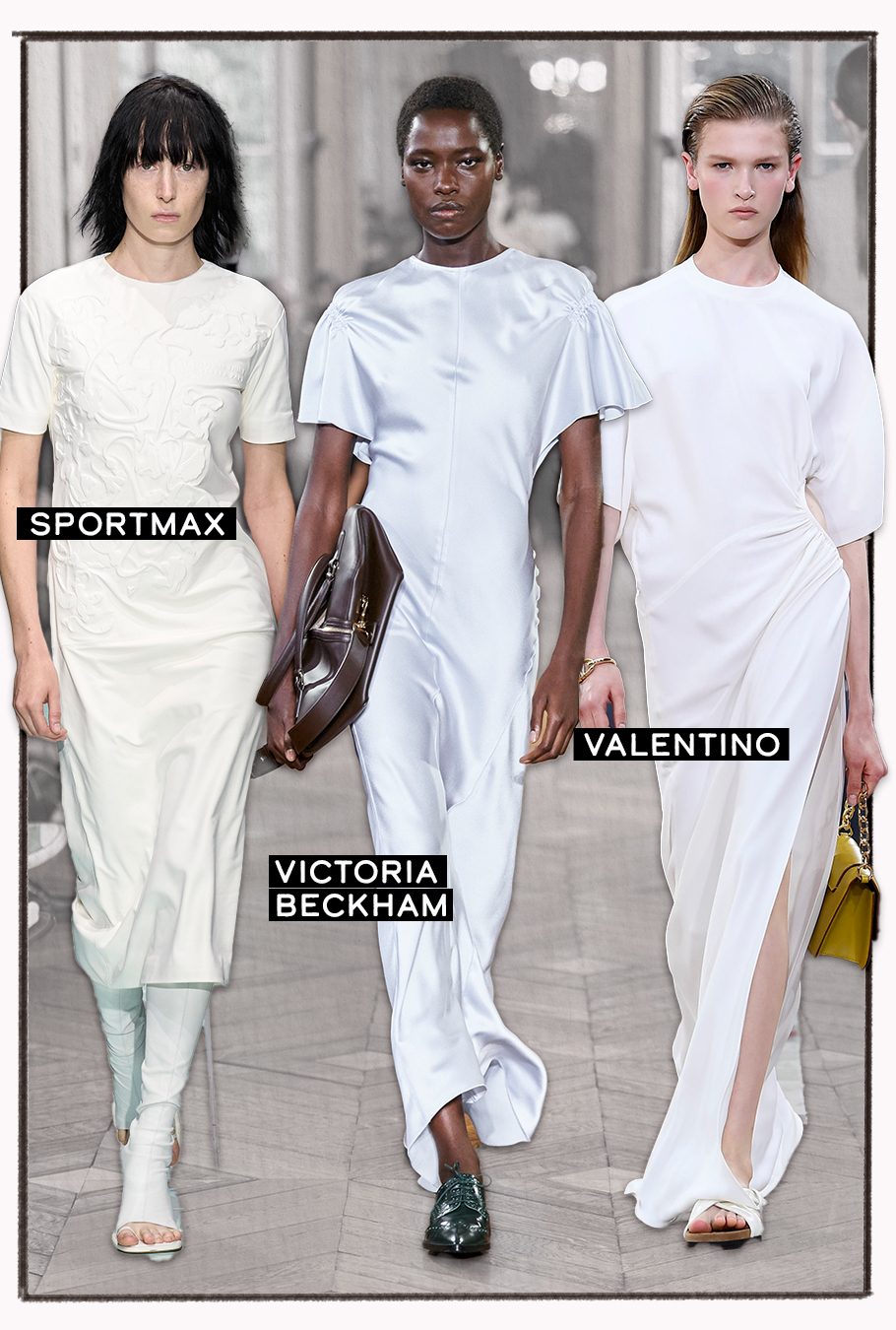 Robes à col rond et manches courtes des collections printemps-été 2024.