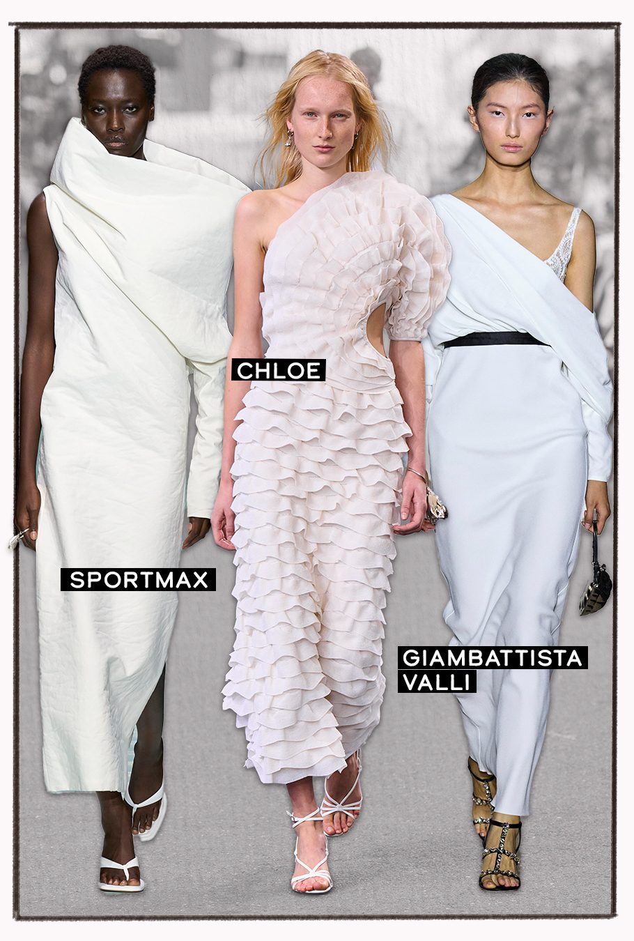 Robes asymétriques dans les collections printemps-été 2024.