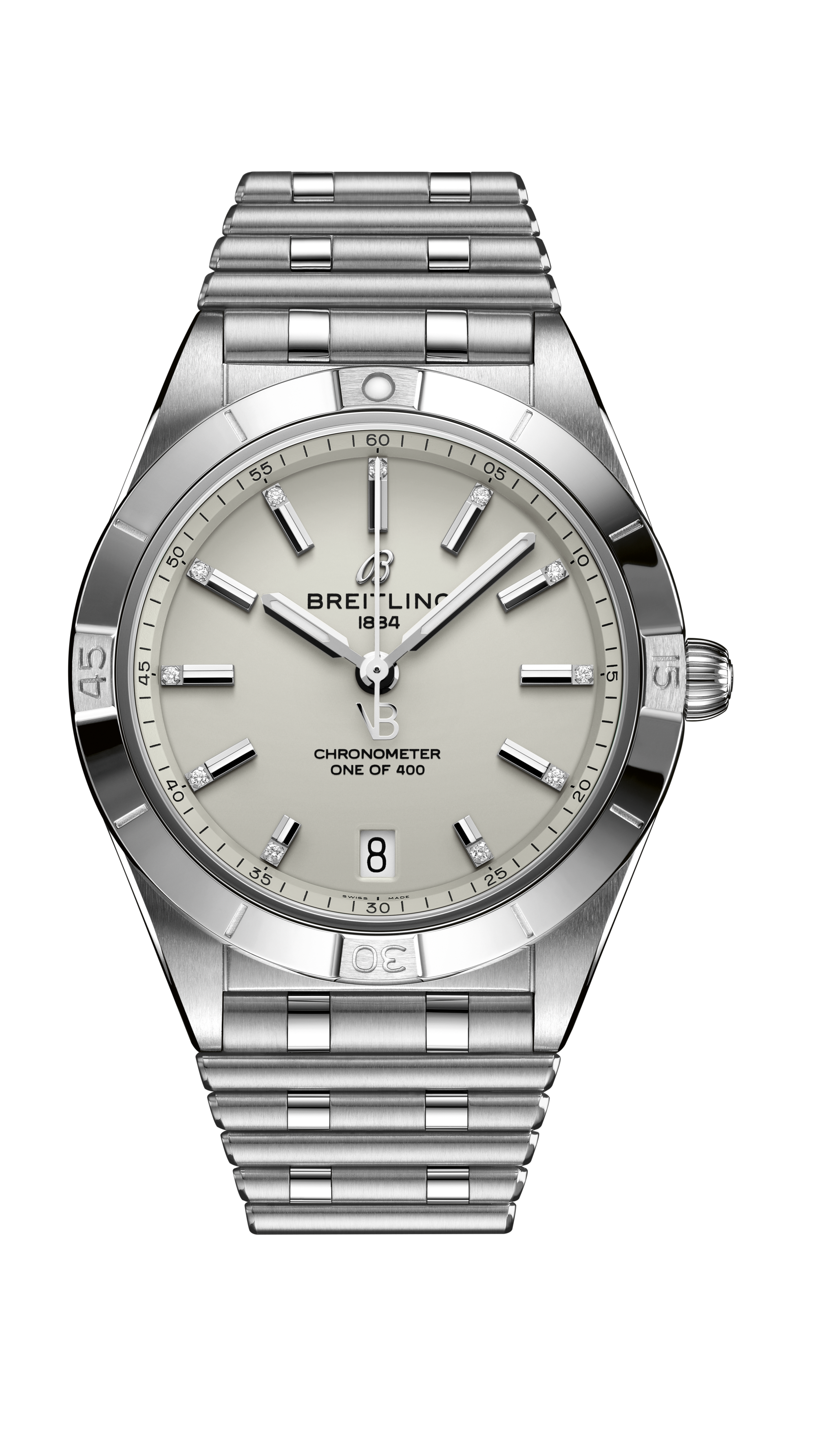 Chronomat 36 x Victoria Beckham en acier et cadran gris tourterelle