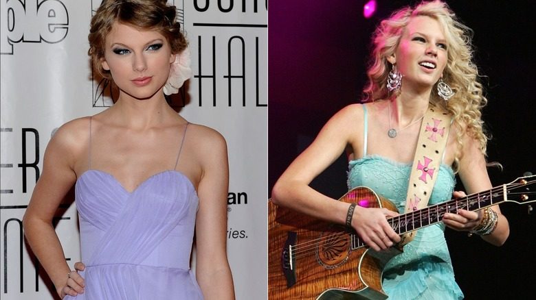 Taylor Swift portant des nuances de pastel dans le passé