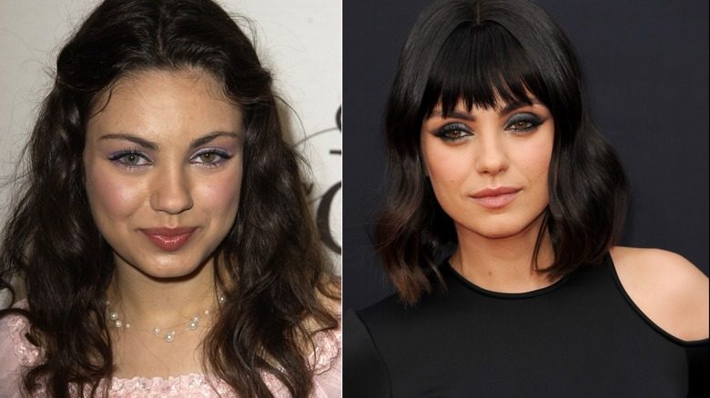 Mila Kunis avec différentes coiffures, y compris les boucles naturelles et un lob
