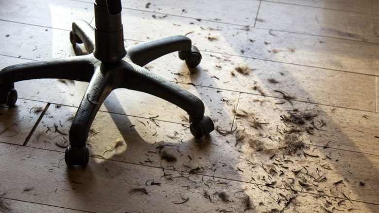 Un sol sale dans un salon de coiffure