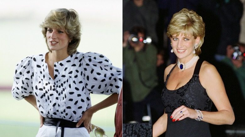 La princesse Diana dans les années 1980 avec une boîte Bob et dans les années 1990 avec un Bixie