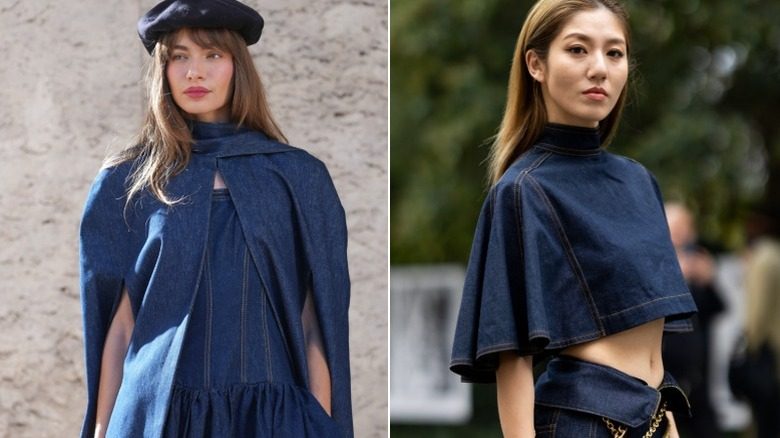 Deux femmes portant des capes en denim