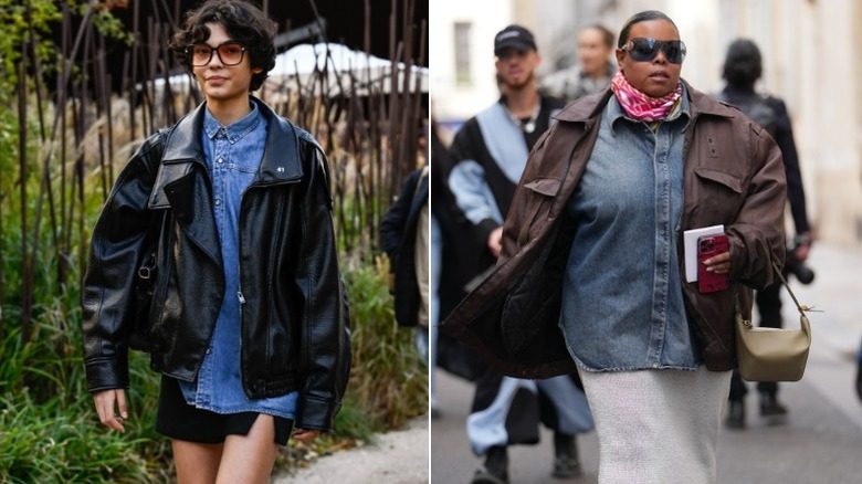 Deux femmes portant des chemises en jean
