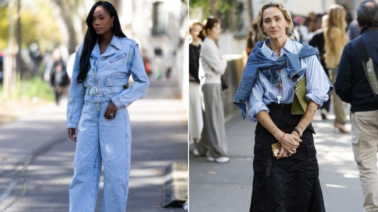 Deux femmes portant des vestes en jean