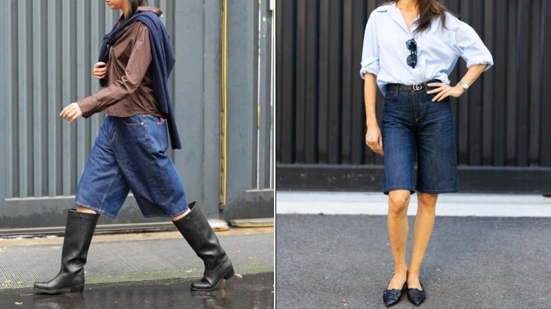 Deux femmes portant un short en jean