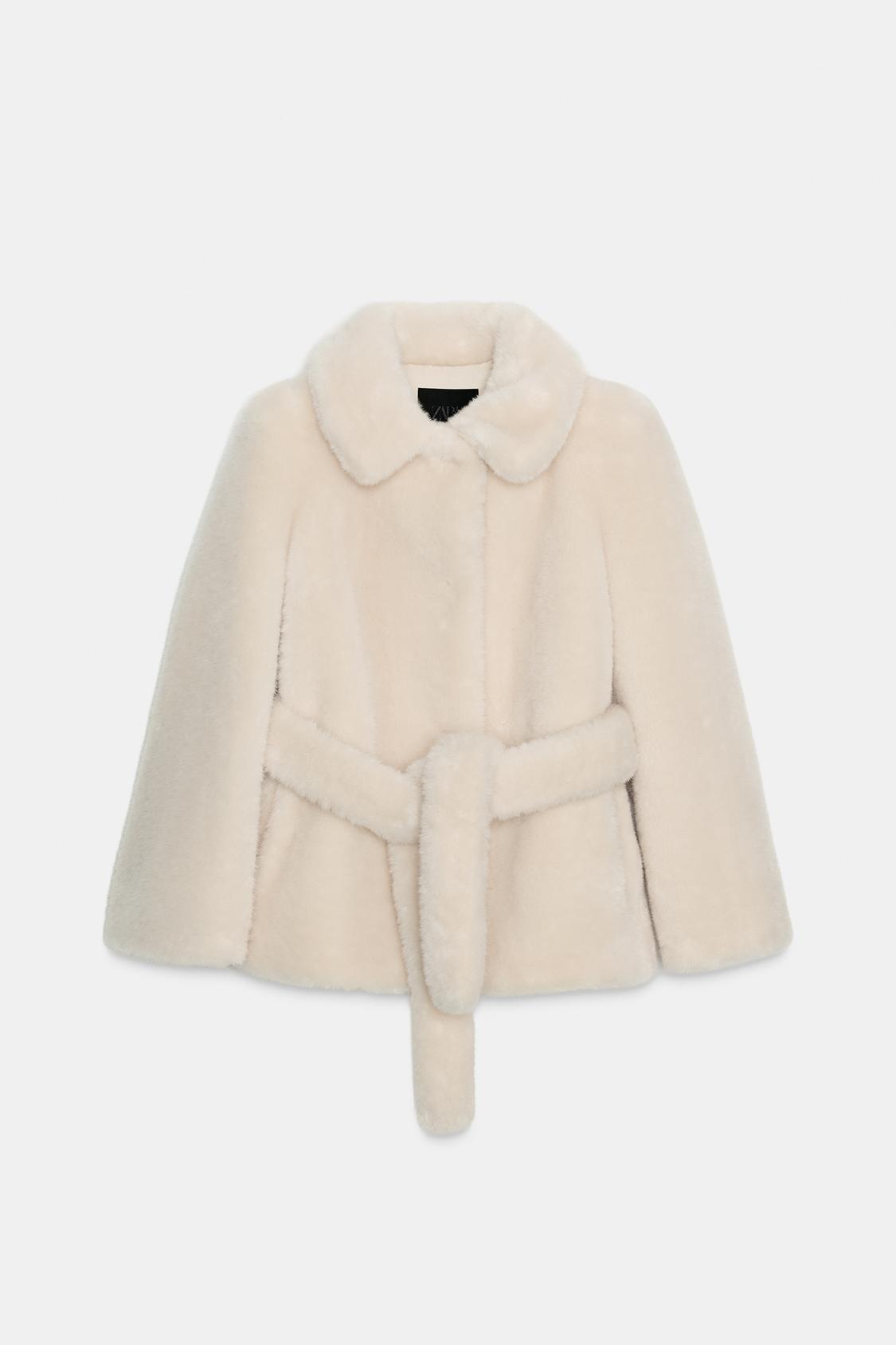 Veste en fourrure Zara avec ceinture.