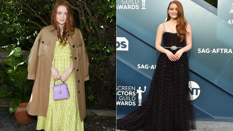 Sadie Sink en 2019 et 2020 posant en robes
