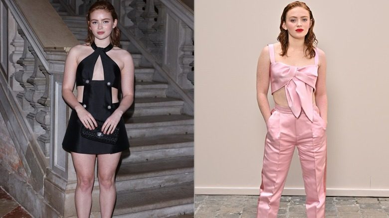 Sadie Sink en 2023 et 2024 dans une robe et un ensemble rose