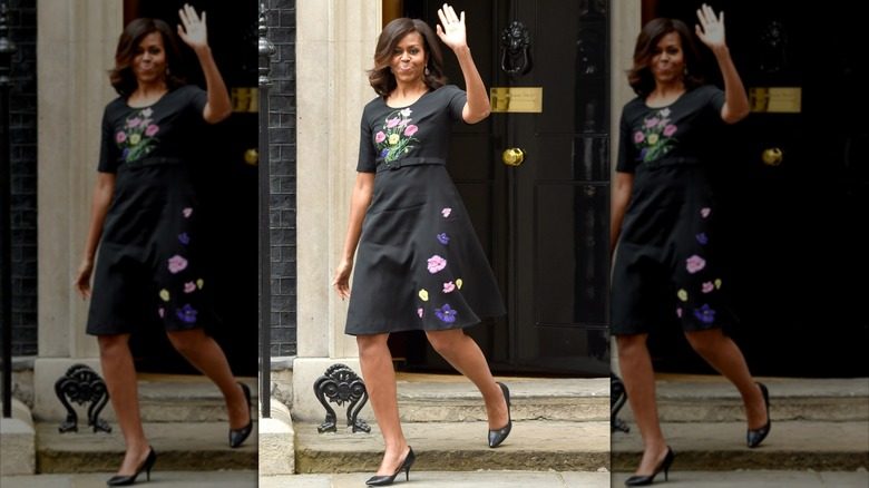 Michelle Obama en 2015 dans une robe noire
