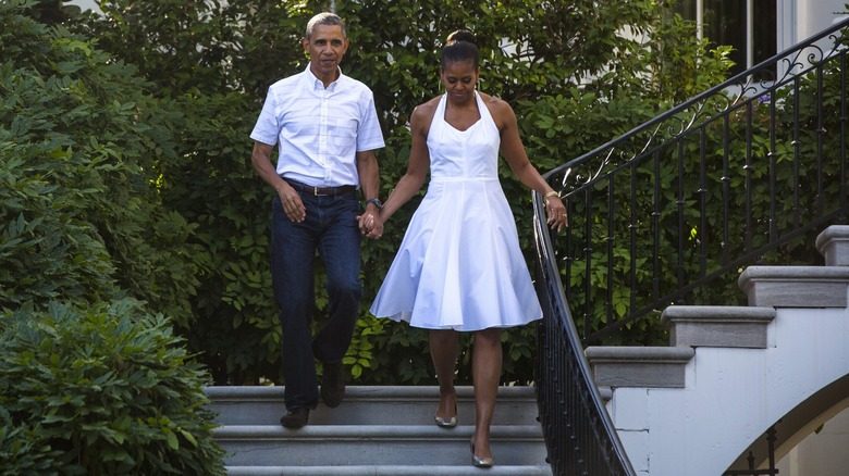 Michelle Obama en 2014 en robe blanche
