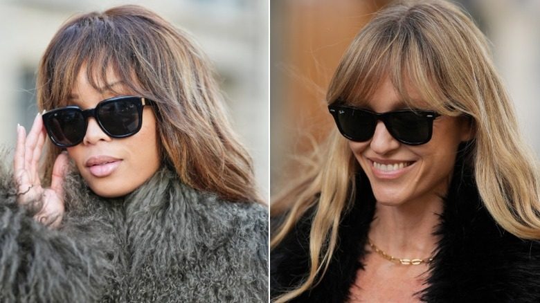 Invités à la Fashion Week de Paris avec une longue frange