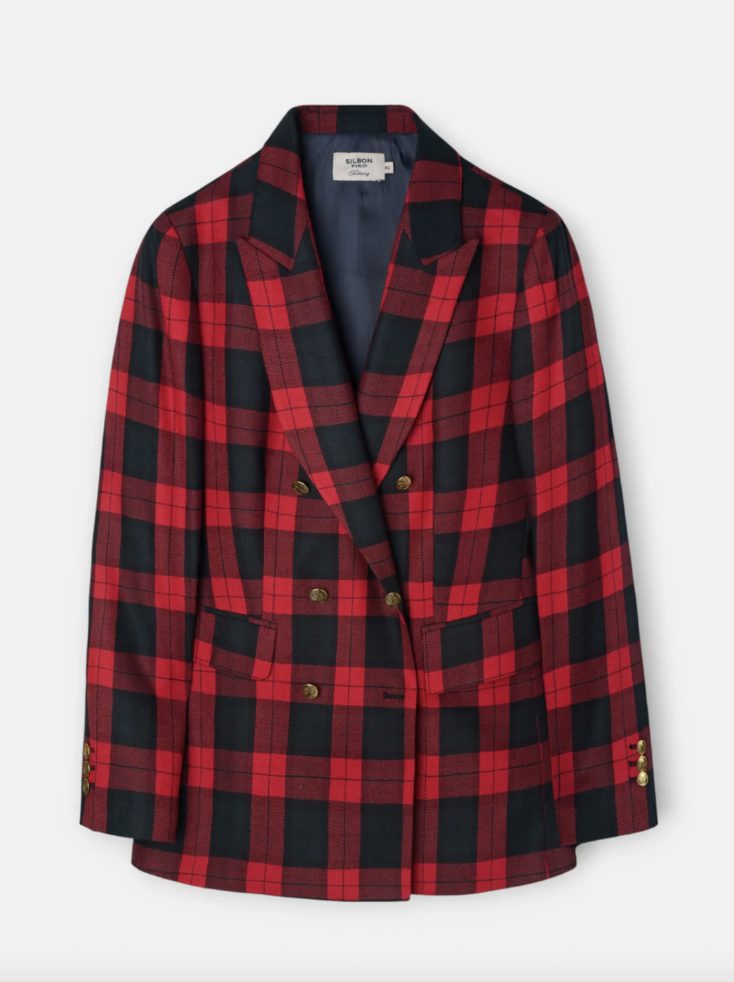 Blazer croisé imprimé à carreaux (189 euros)