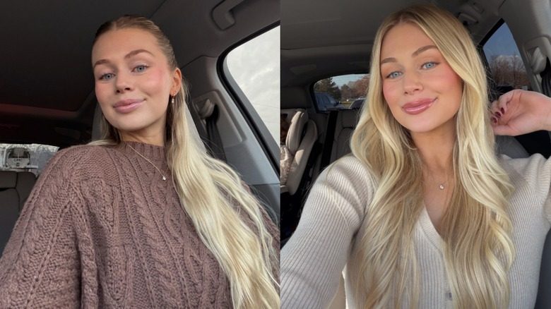 Brynley Arnold pose pour un selfie dans sa voiture