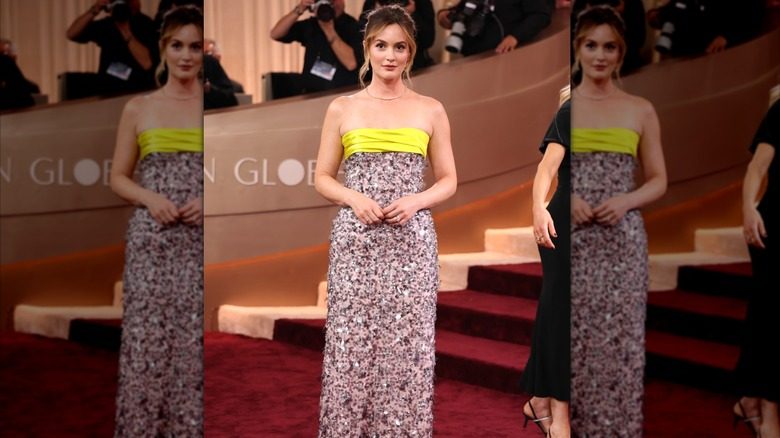 Leighton Meester foule le tapis rouge des Golden Globes