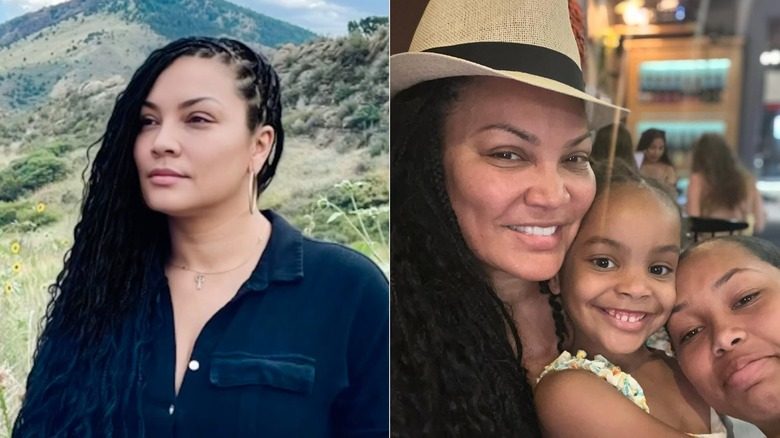 Egypt Sherrod posant sans maquillage dans les montagnes