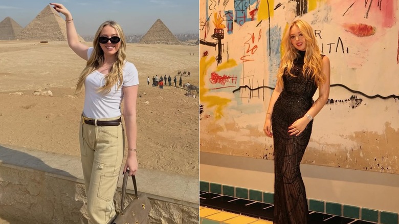 Tiffany Trump posant devant les pyramides d'Egypte en 2026, et en robe noire