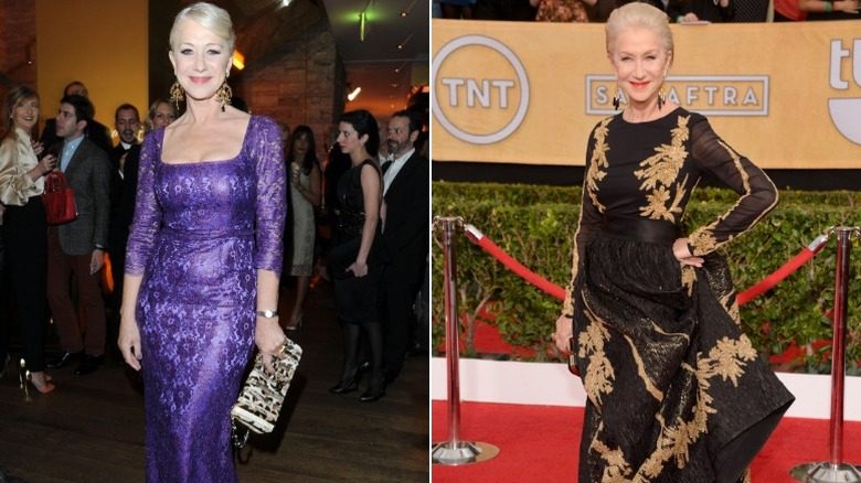 Helen Mirren pose lors d'événements sur le tapis rouge