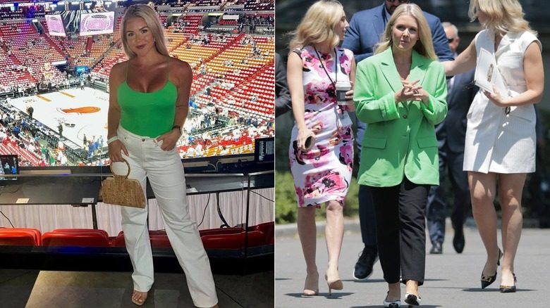 Karoline Leavitt avant et après MAGA avec ses photos avant montrant un style plus libéral et à la mode et les photos après montrant un style plus conservateur