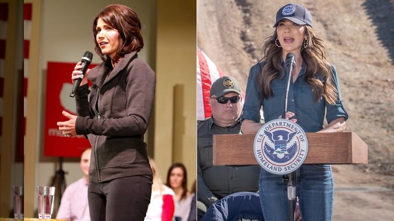 Kristi Noem avant et après la transformation de MAGA montrant son style décontracté plus raffiné