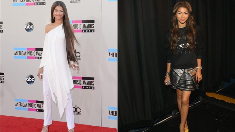 Zendaya en blanc aux AMA 2013 et avec un haut et une minijupe noirs