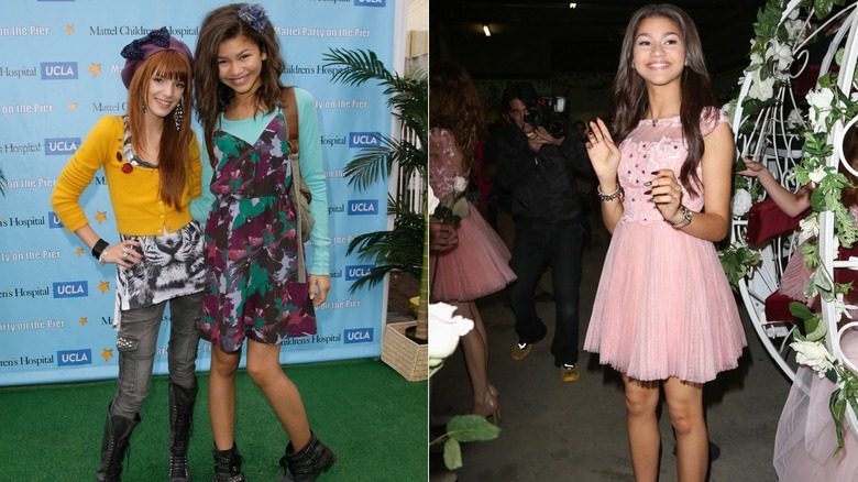 Zendaya en 2010 et 2012 portant des styles pré-ado