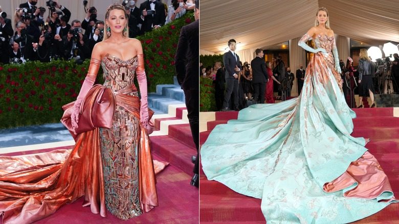 La robe de Blake Lively passe du cuivre au bleu sarcelle au Met Gala 2022