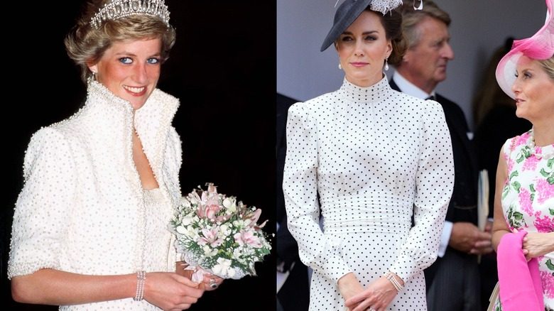 La princesse Diana porte un bracelet de perles en 1989 et Kate Middleton porte le même bracelet en 2023