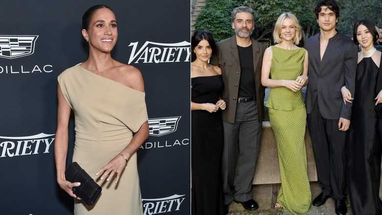 Meghan Markle sourit pour des photos lors d'un événement officiel sur le tapis rouge