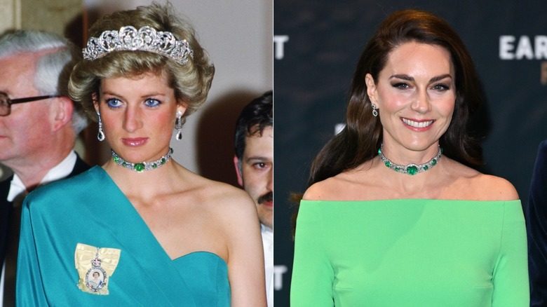 La princesse Diana et Kate Middleton portent un tour de cou en diamant vert