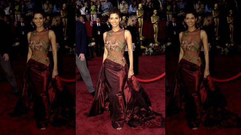 Halle Berry dans une robe marron Elie Saab en 2002 aux Oscars
