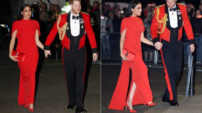 Meghan Markle porte une robe rouge vif avec le prince Harry au Royal Albert Hall