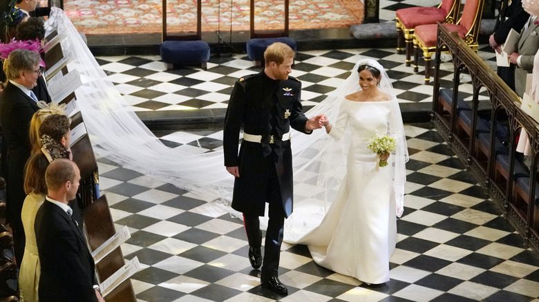 Meghan Markle et le prince Harry le jour de leur mariage en mai 2018
