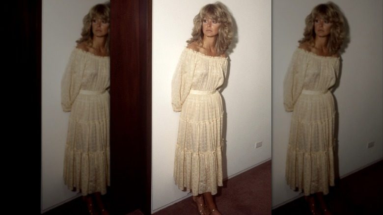 Farrah Fawcett lors d'une publicité Fabergé à Los Angeles en 1977