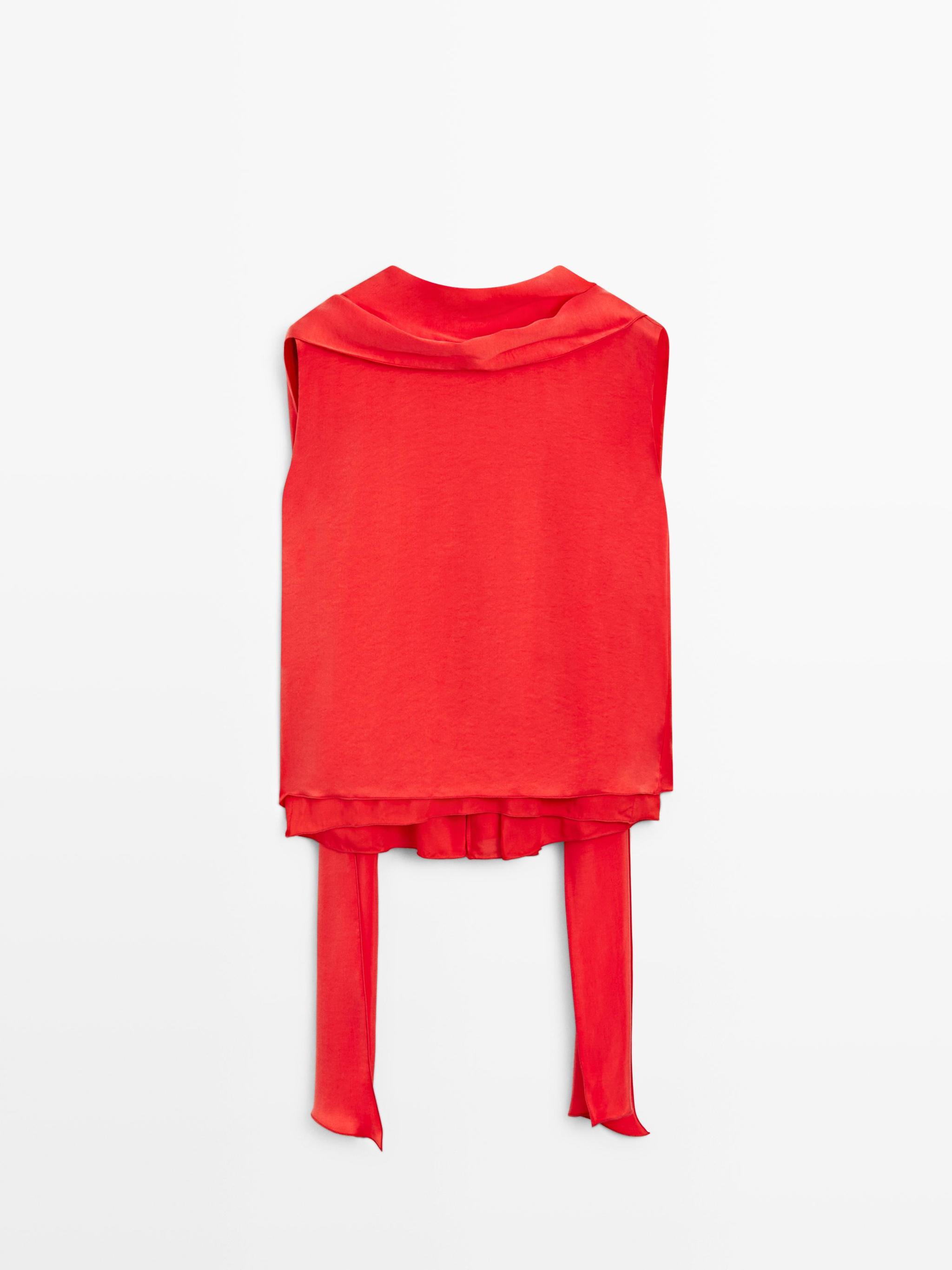 Haut rouge Massimo Dutti.