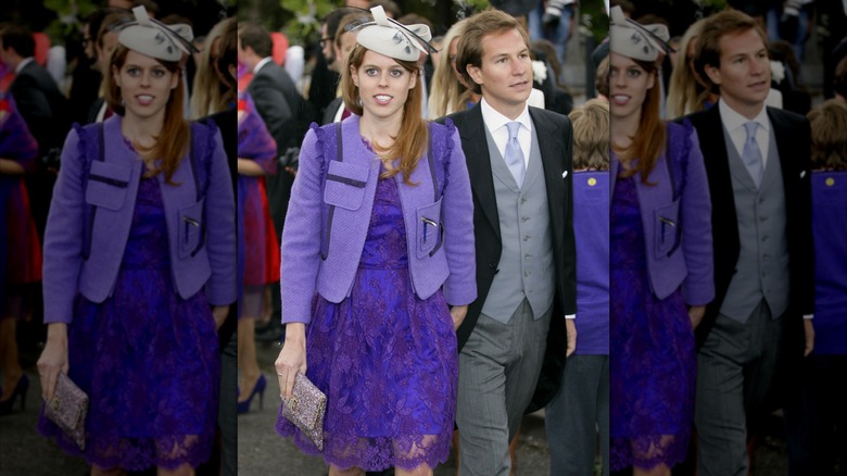 La princesse Béatrice au mariage de Sam Waley-Cohen et Annabel Ballin.
