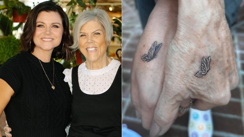 Tiffani Thiessen et sa maman, Robyn Thiessen avec des tatouages ​​de papillons janvier 2024