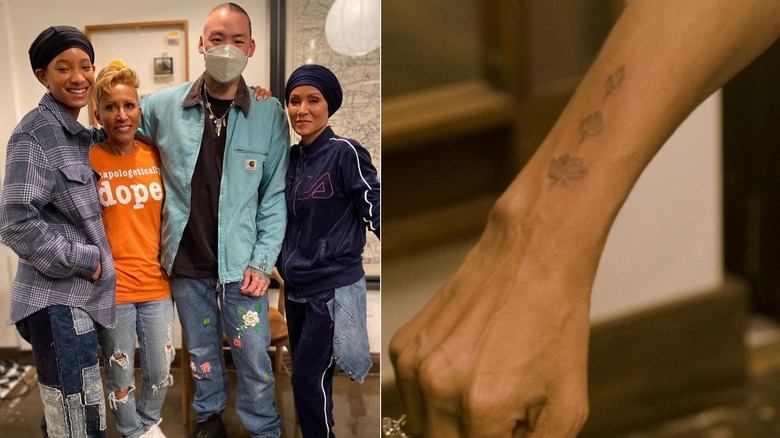 Gammy Norris, Willow Smith et Jada Pinkett Smith après s'être fait tatouer et celui de Jada