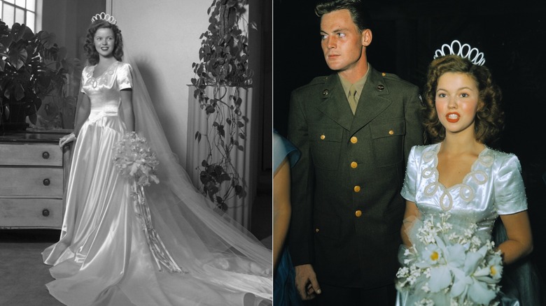 Shirley Temple et John Agar le jour de leur mariage