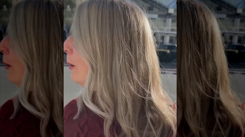 Femme aux cheveux argentés et blonds
