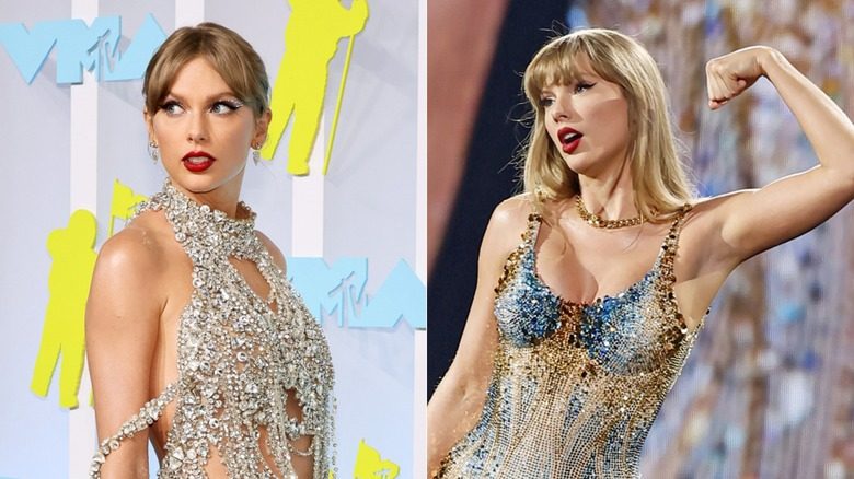 Taylor Swift pose lors d'un événement.