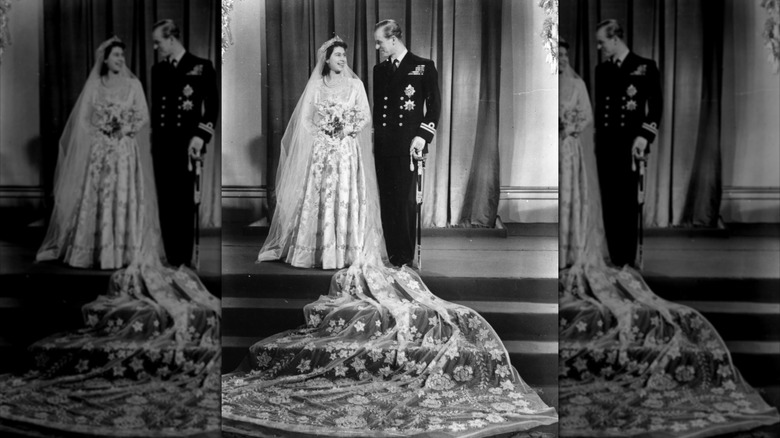 La reine Elizabeth II et le prince Philip le jour de leur mariage en 1947.