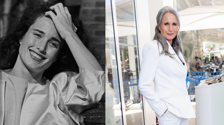 L'acteur Andie MacDowell en 1985 à gauche et en 2026 à droite