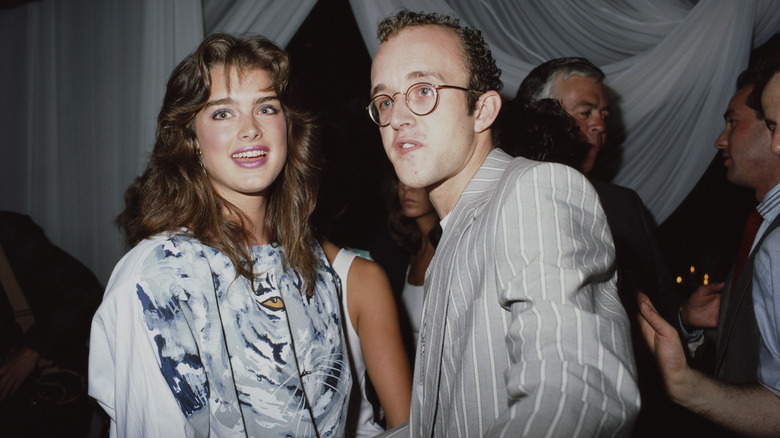 Brooke Shields et l'artiste Keith Haring à la discothèque Palladium à New York, 1987