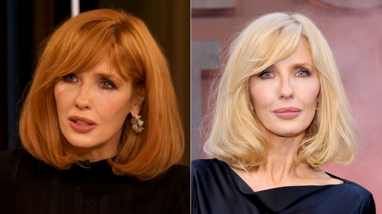 Kelly Reilly avec un carré rouge et un carré blond