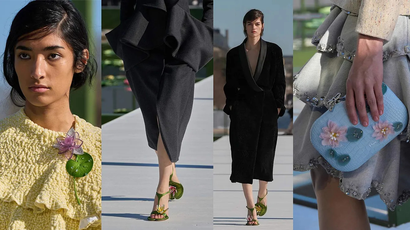 Les nénuphars, l'un des motifs les plus récurrents de la collection automne hiver 2026 de Dior.