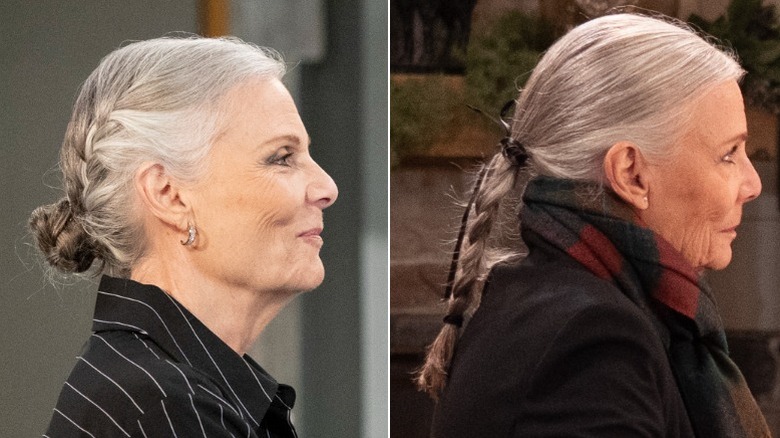 Profil latéral Jane Elliot dans le rôle de Tracy Quartermaine dans l'hôpital général d'ABC, côte à côte